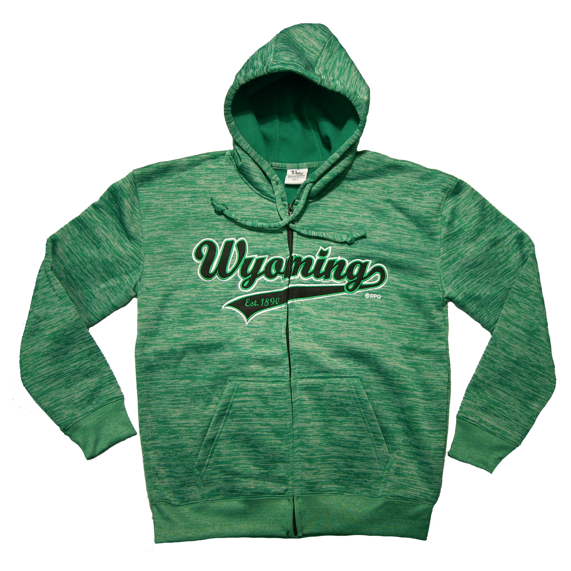 WYOMING HEATHERED GREEN POLYESTER ZIP HOODY