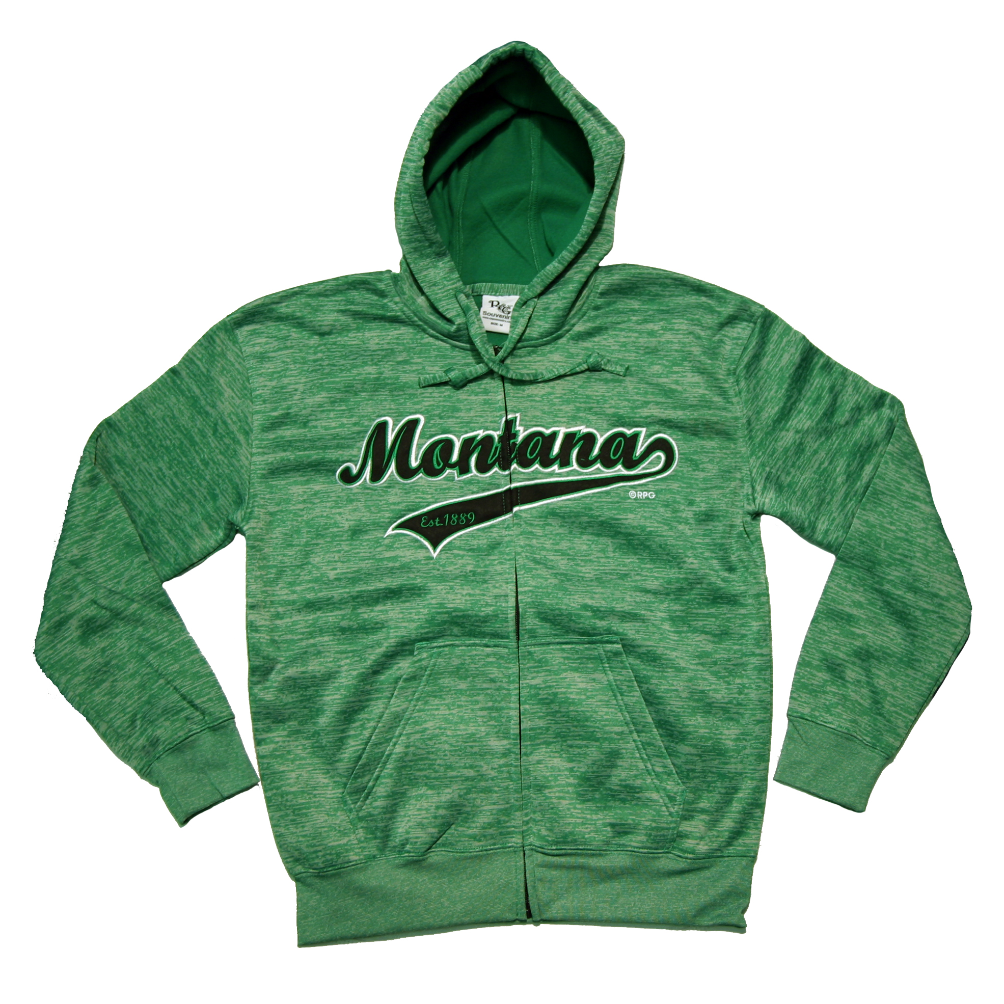MONTANA HEATHERED GREEN POLYESTER ZIP HOODY