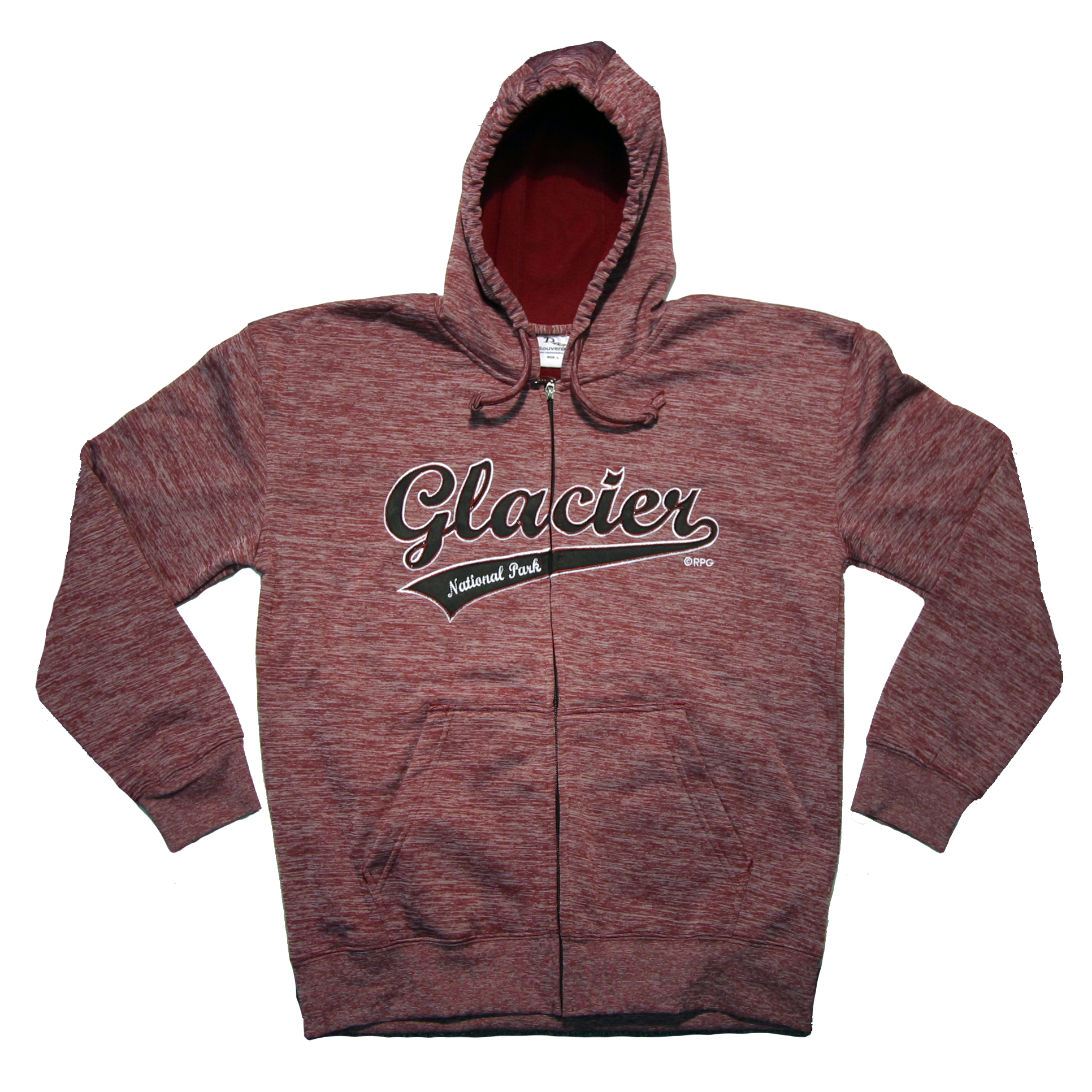 GLACIER HEATHERED MAROON POLYESTER ZIP HOODY