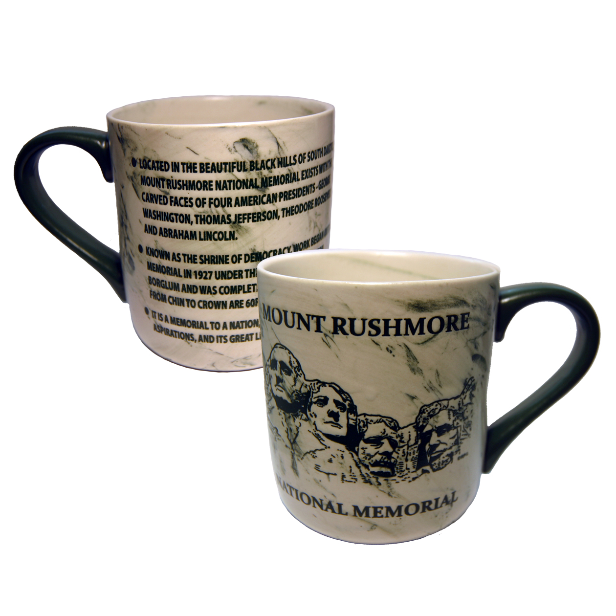 MOUNT RUSHMORE GREEN MARBLE HISTORY MUG