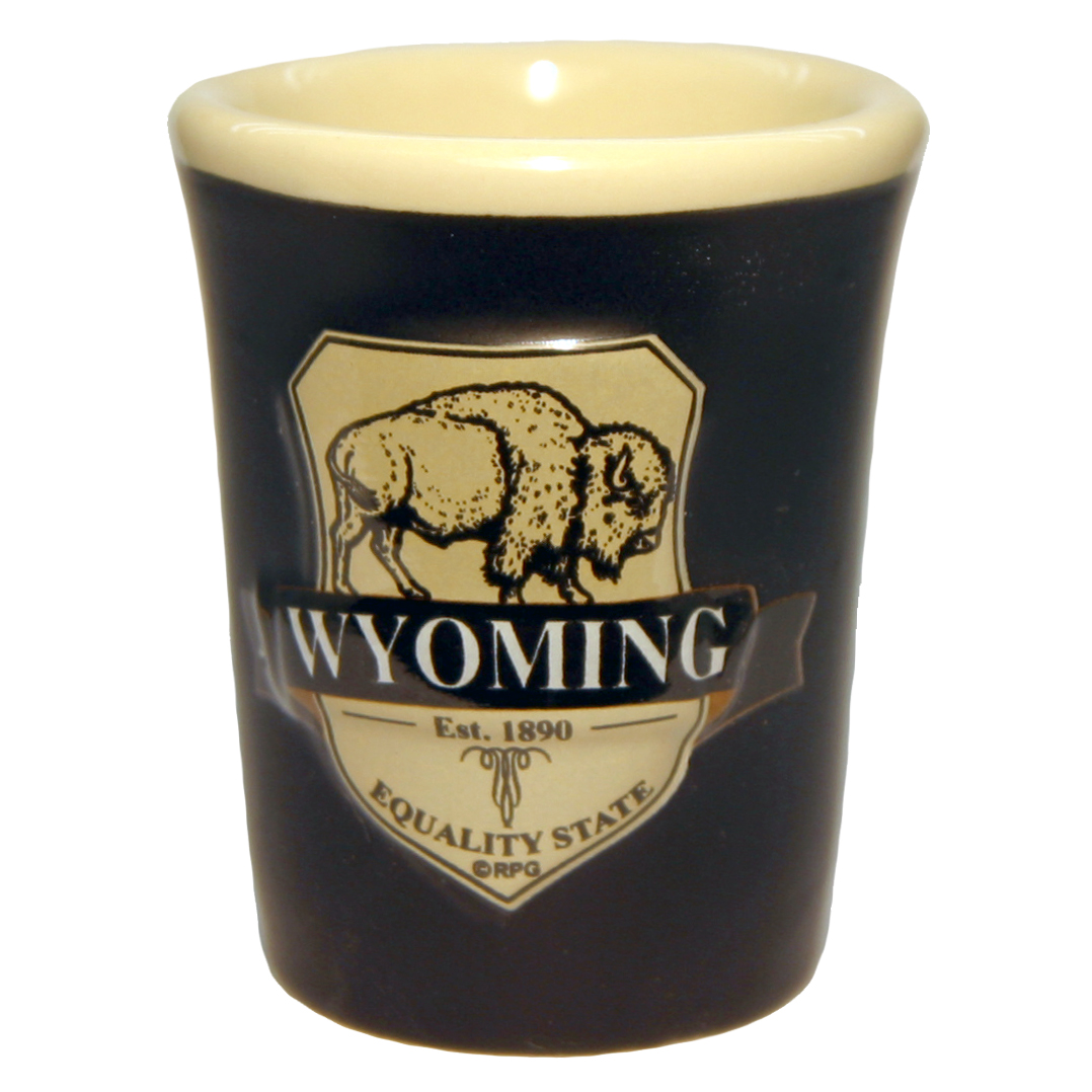 WYOMING SHIELD SHOT GLASS