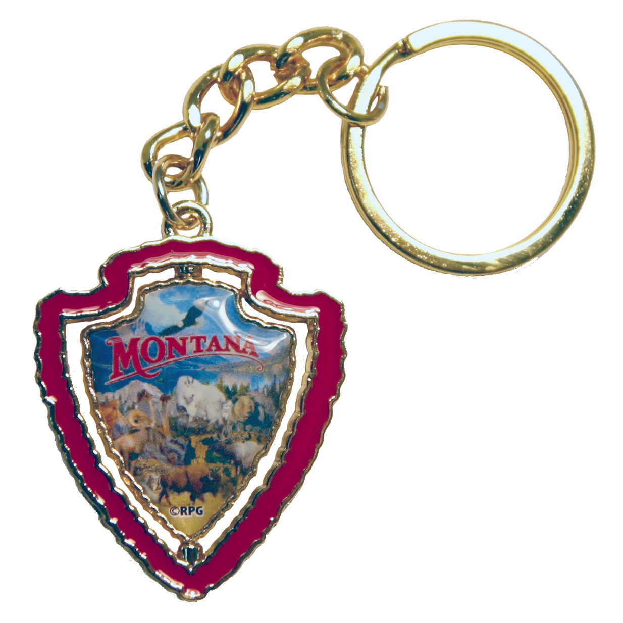 MONTANA ARROWHEAD PHOTO SPINNER KEYCHAIN