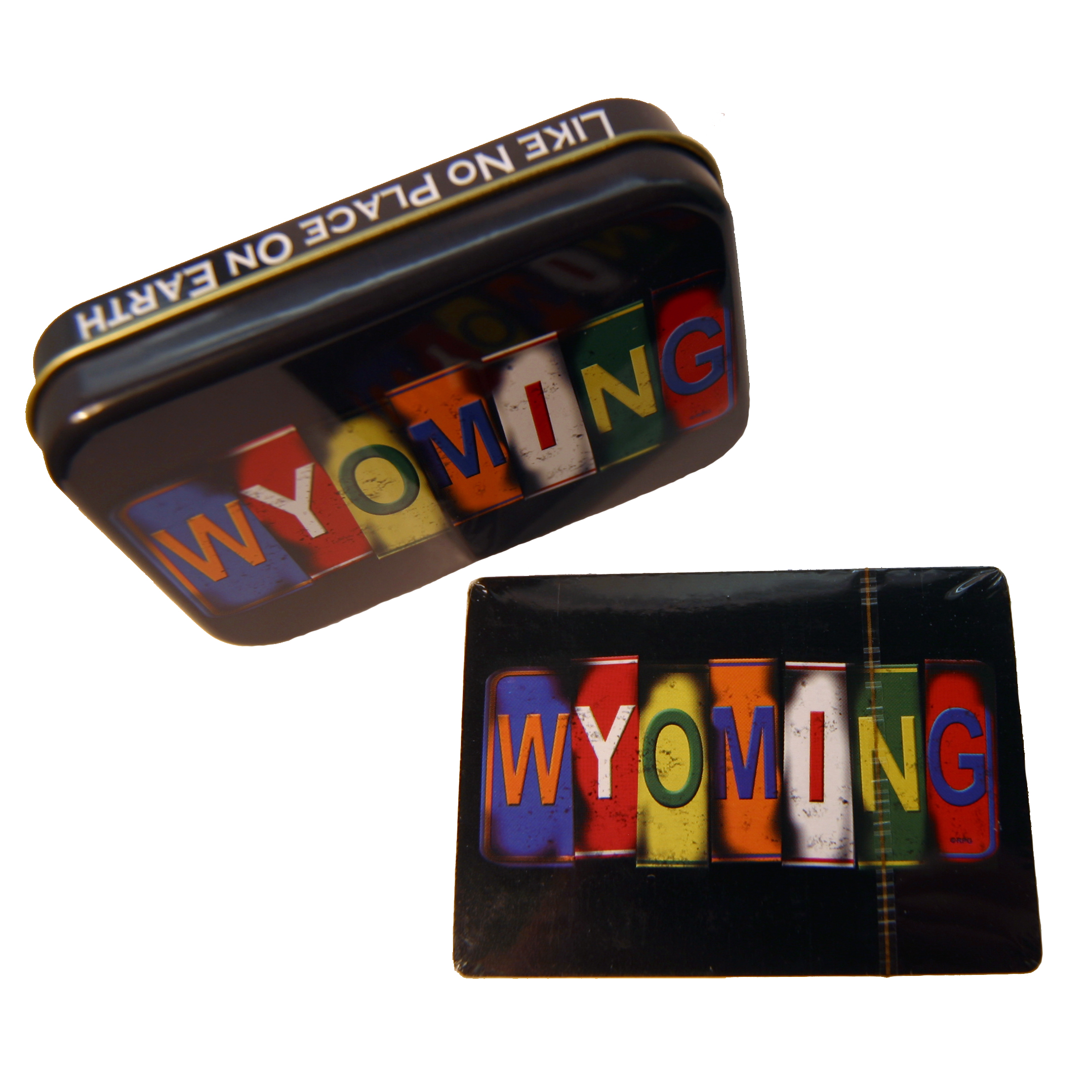 WYOMING LICENSE PLATE METAL BOX PLAYING CARDS