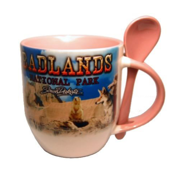 12 OZ TWO TONE MUG W/ SPOON- PINK