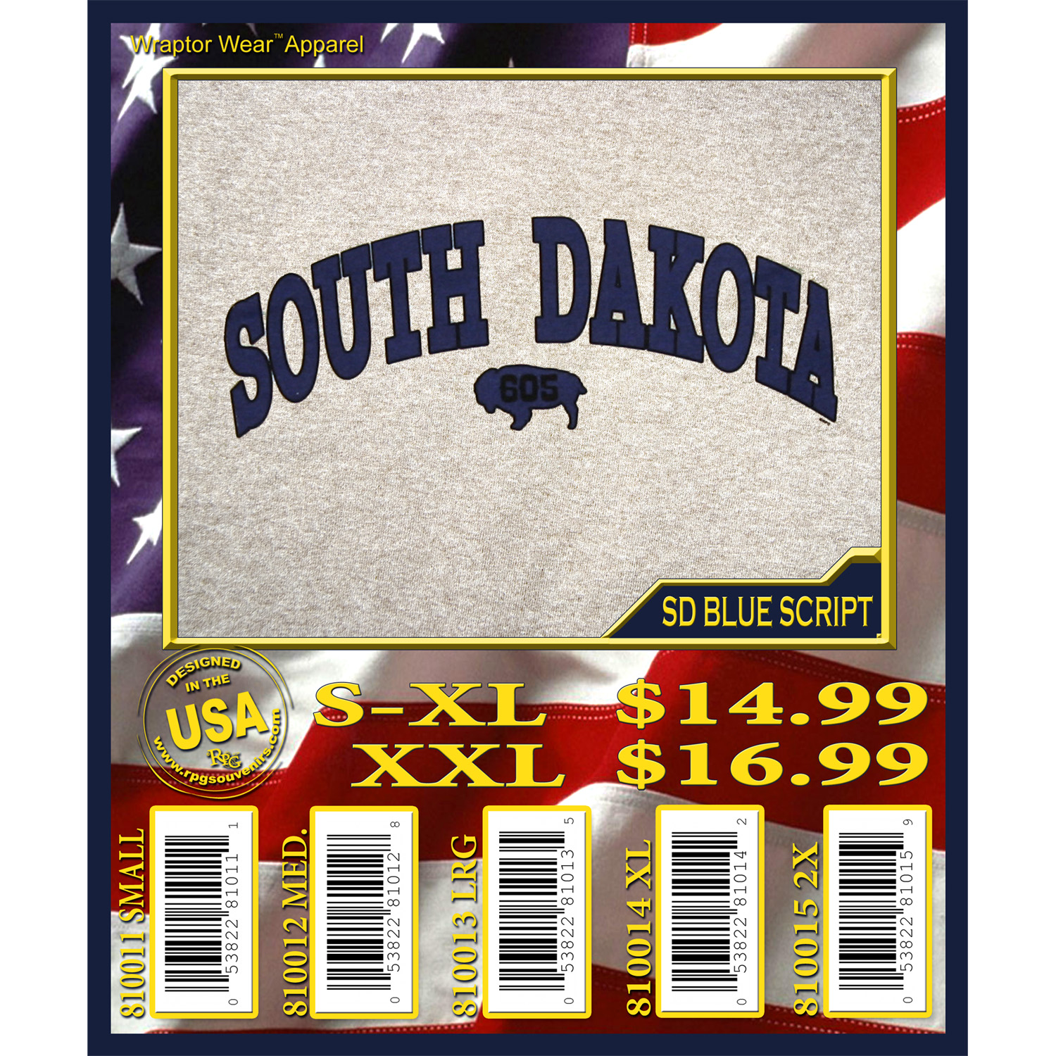 SOUTH DAKOTA BLUE SCRIPT T-SHIRT