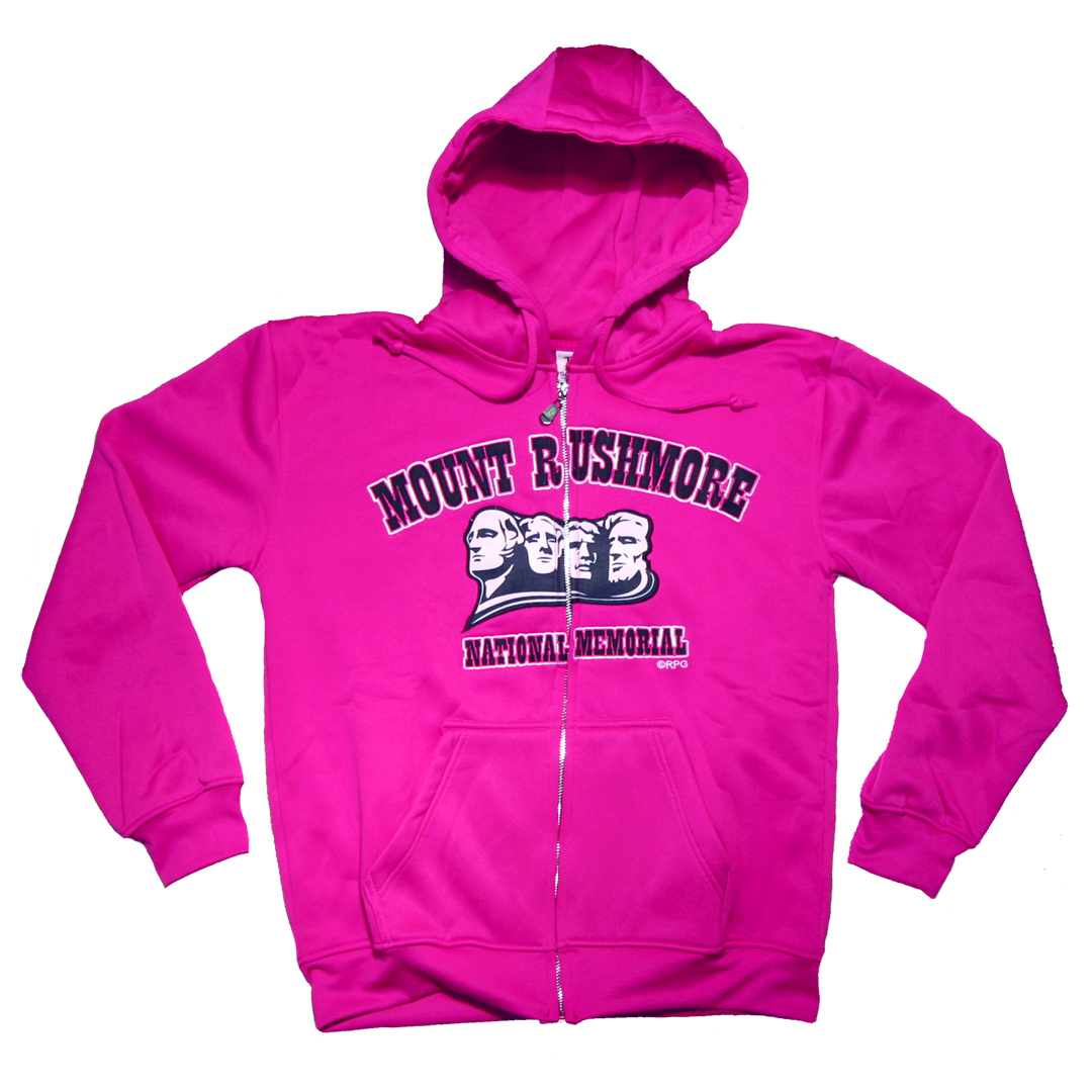 MOUNT RUSHMORE HOT PINK APPLIQUE ZIP HOODY