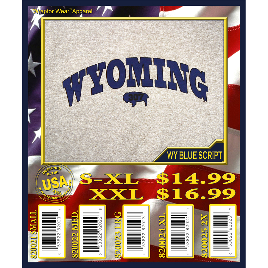 WYOMING BLUE SCRIPT T-SHIRT