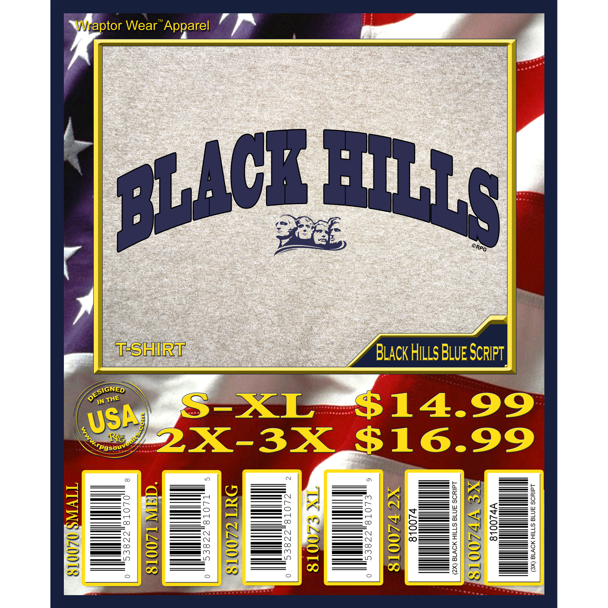 Black Hills Blue Script T-Shirt