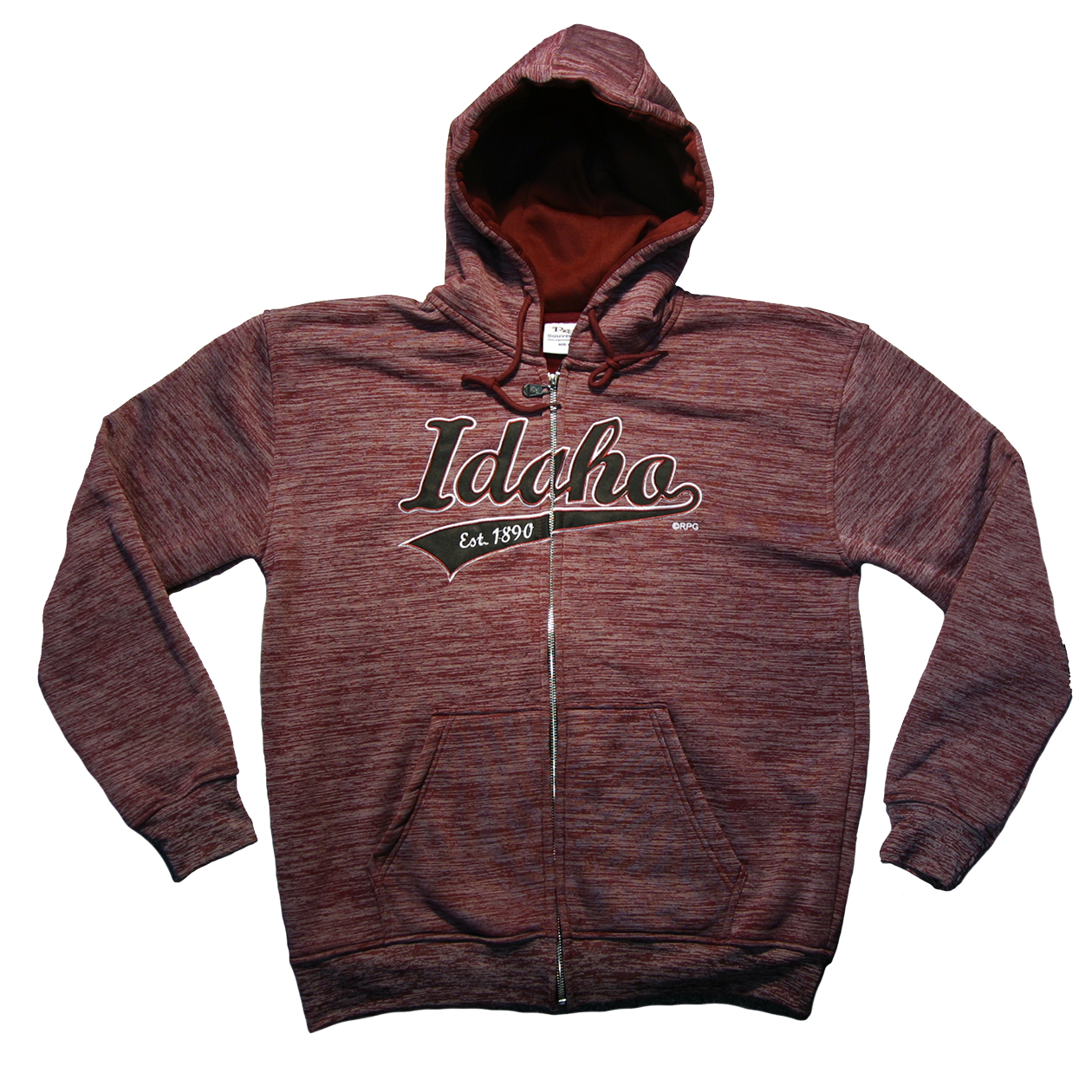Idaho Heathered Maroon Polyester Zip Hoody