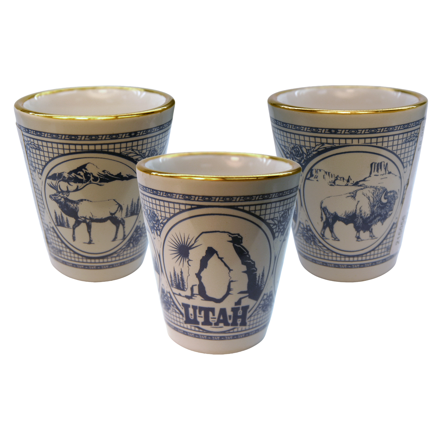 Utah Blue Colonial Shot with Gold Rim