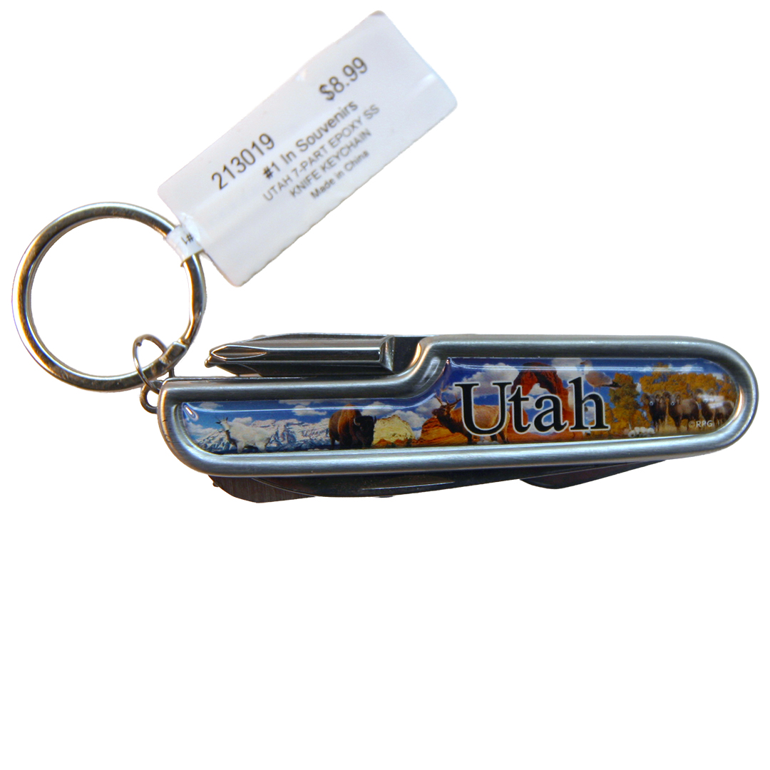 Utah 7-Part Epoxy SS Knife Keychain
