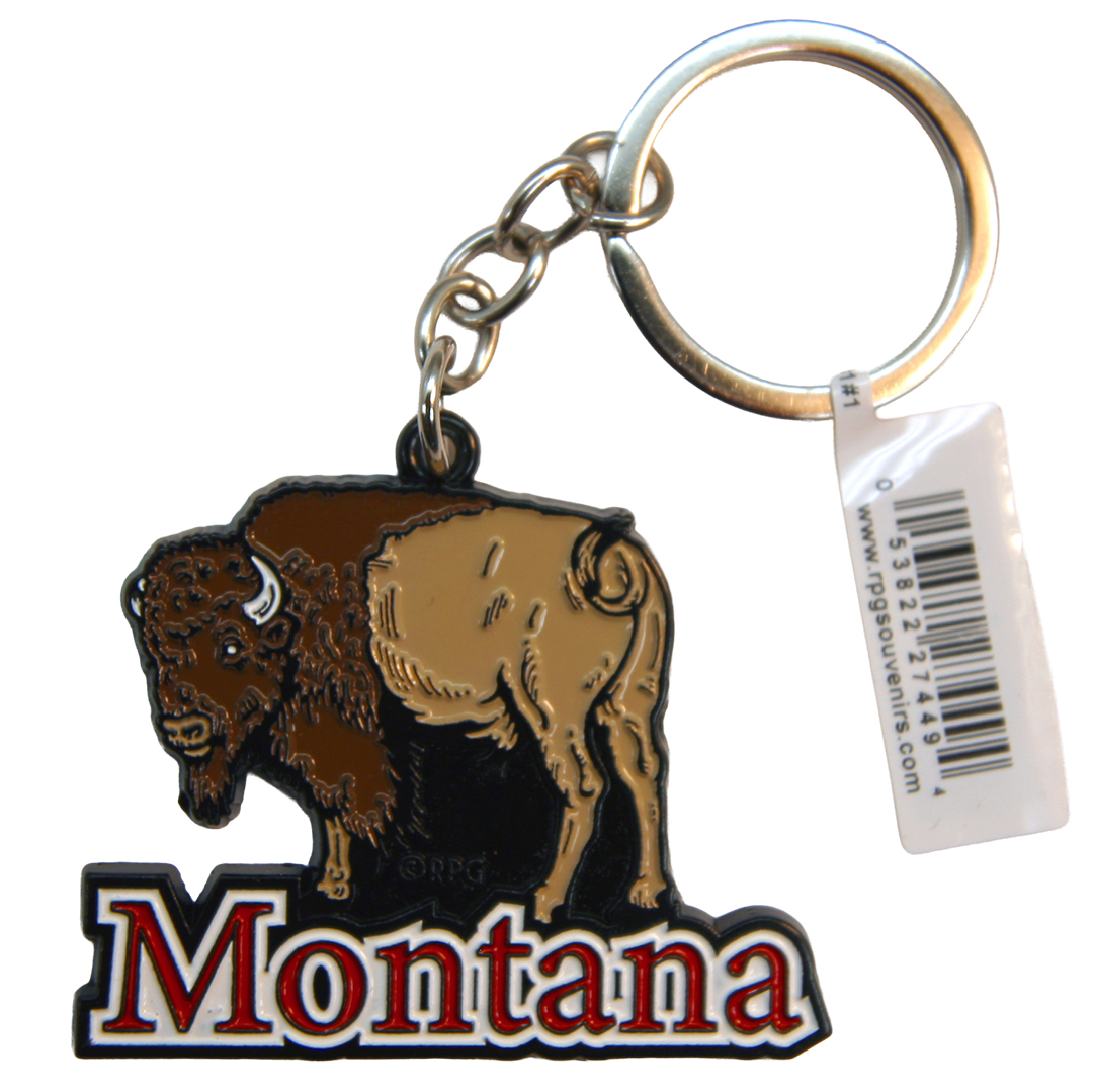 Montana Buffalo Metal Keychain