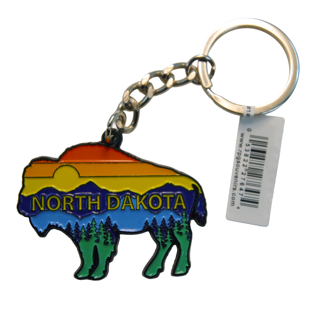North Dakota Buffalo Scenic Keychain