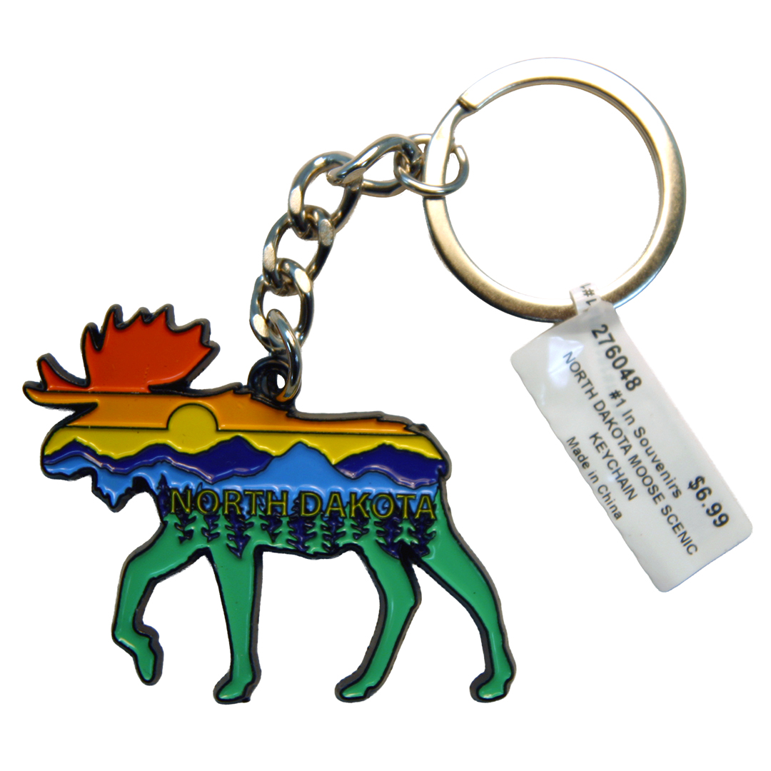 North Dakota Moose Scenic Keychain