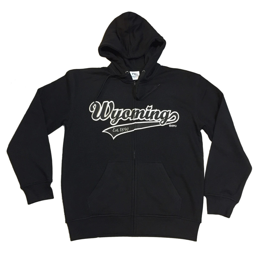WYOMING 1890 BLACK APPLIQUE ZIP HOODY