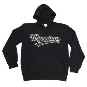 WYOMING 1890 BLACK APPLIQUE ZIP HOODY