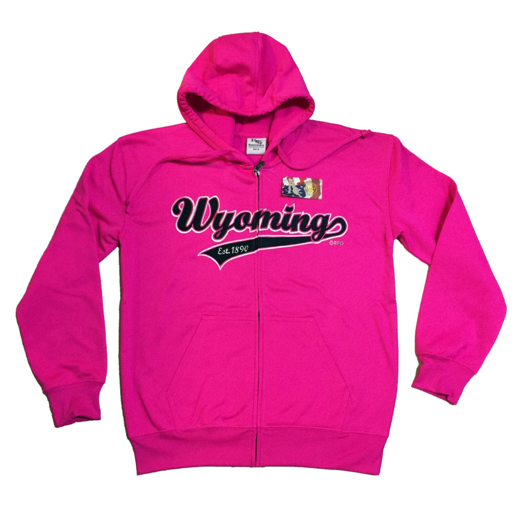 WYOMING 1890 HOT PINK APPLIQUE ZIP HOODY