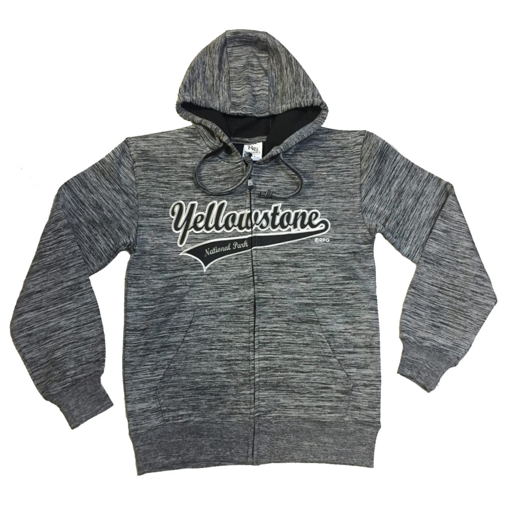 YELLOWSTONE CHARCOAL APPLIQUE ZIP HOODY