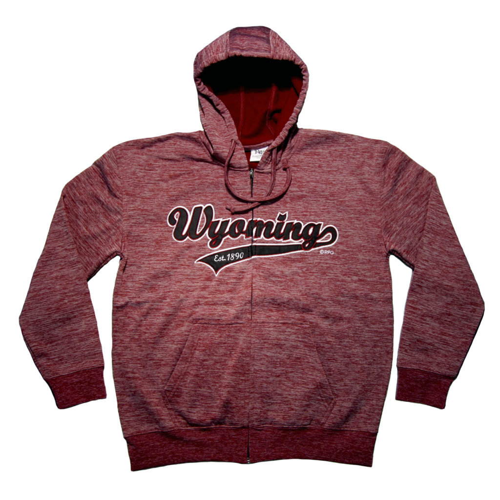 WYOMING HEATHERED MAROON POLYESTER ZIP HOODY