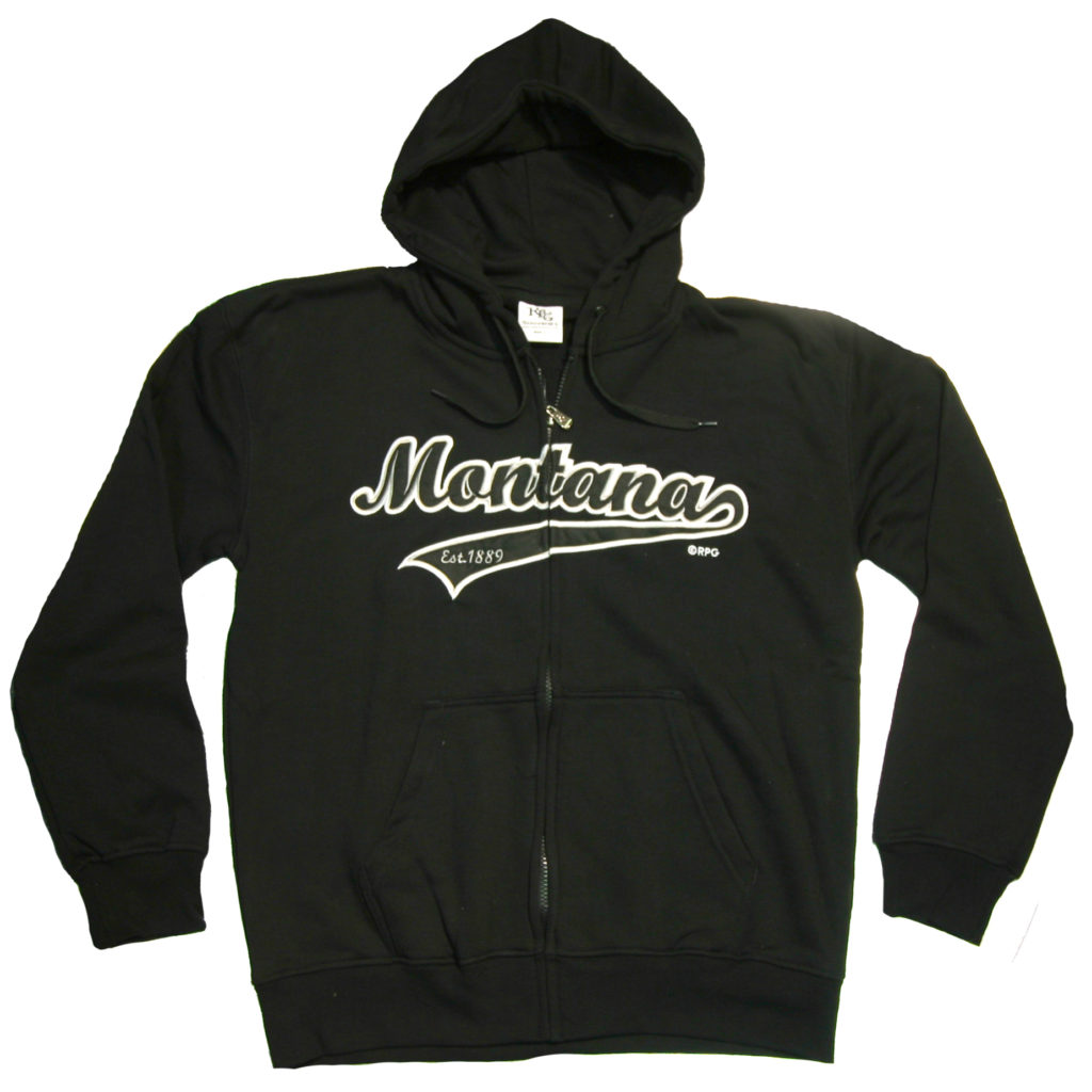 MONTANA BLACK APPLIQUE ZIP HOODY