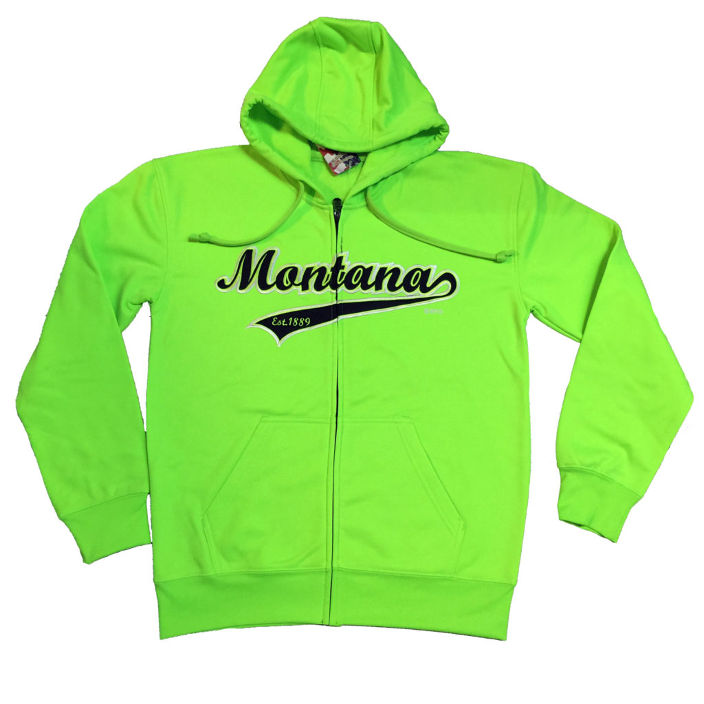 MONTANA NEON GREEN POLYESTER ZIP HOODY