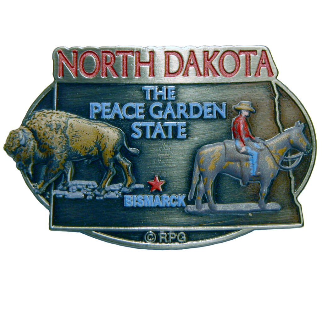 NORTH DAKOTA PAINTED PEWTER MAGNET