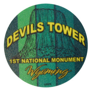 DEVILS TOWER MINI GREEN CIRCLE STICKER