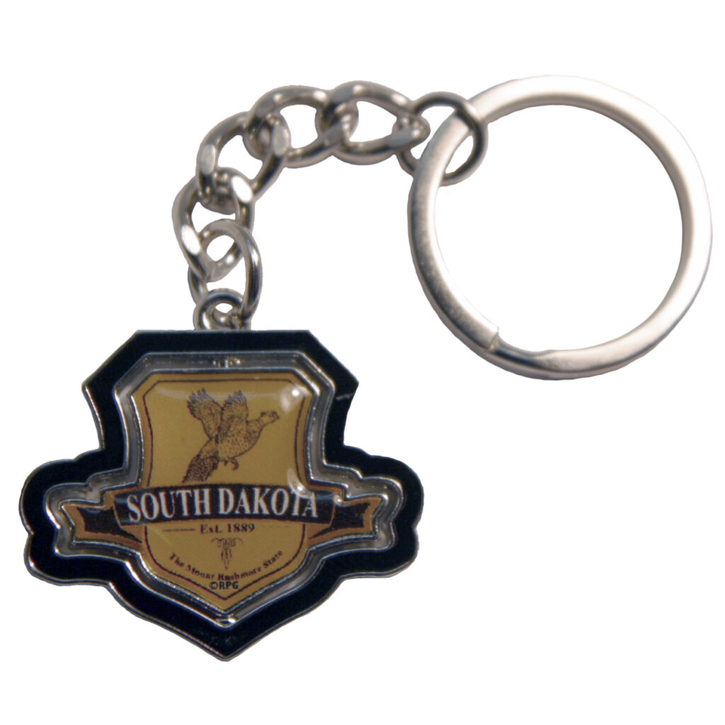 SOUTH DAKOTA SHIELD PHOTO SPINNER KEYCHAIN
