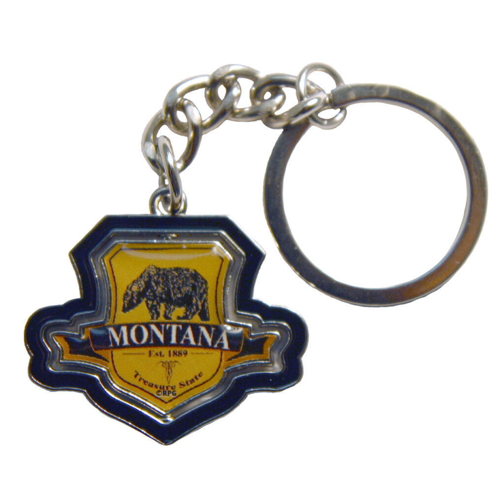 MONTANA SHIELD PHOTO SPINNER KEYCHAIN
