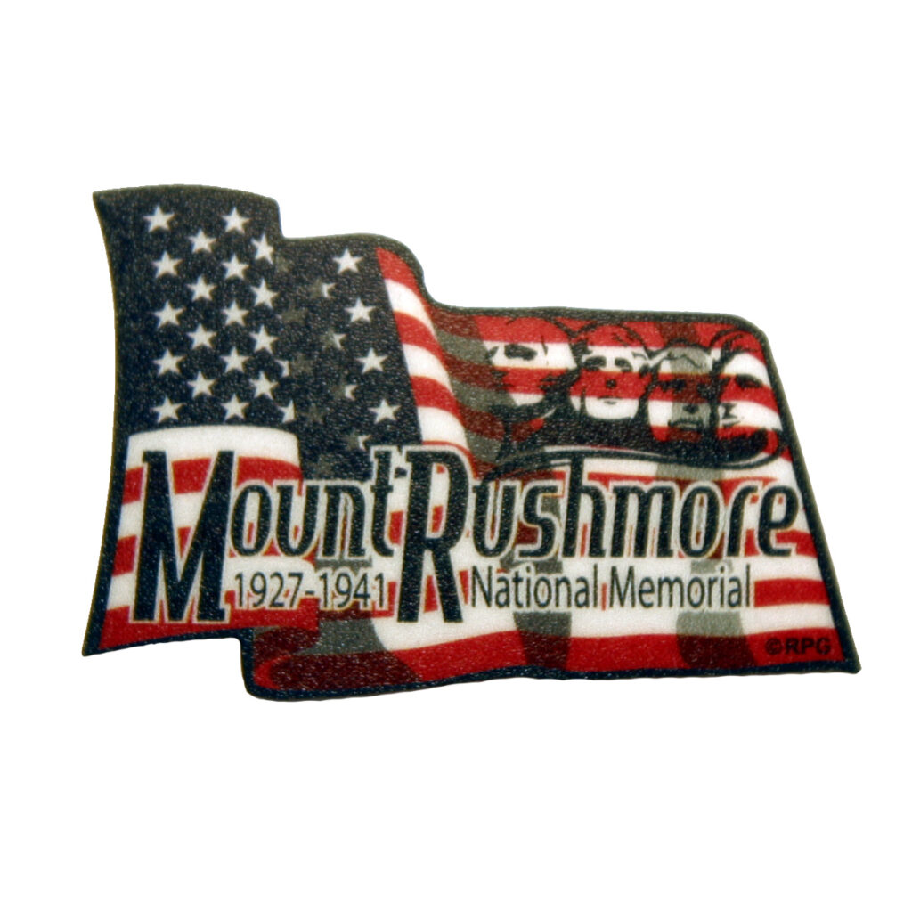 Mount Rushmore Wavy Flag Mini Sticker