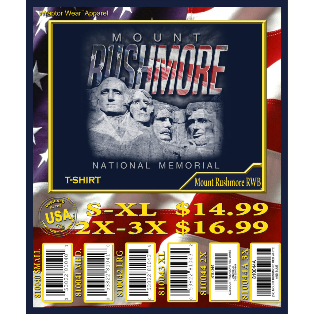 MOUNT RUSHMORE RED WHITE AND BLUE T-SHIRT