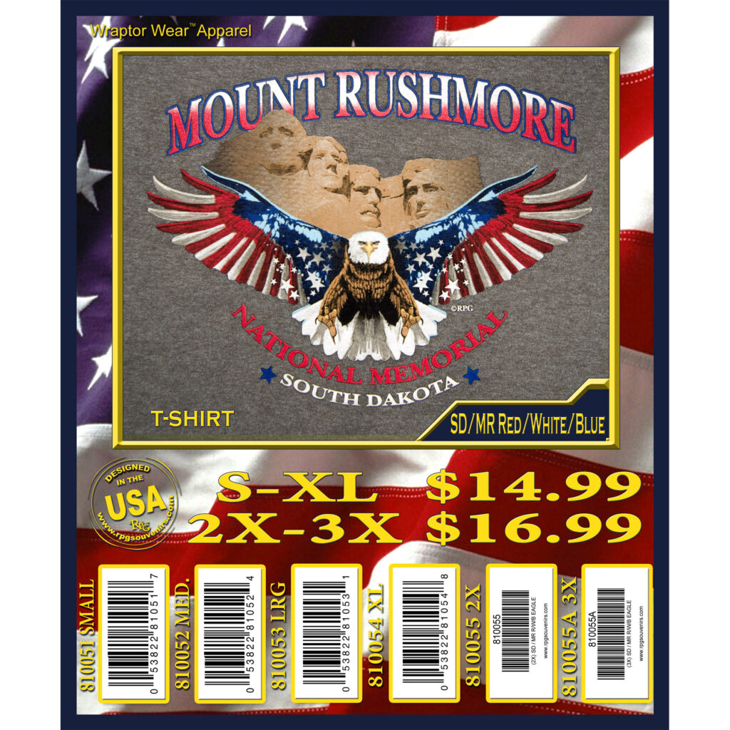 SOUTH DAKOTA MOUNT RUSHMORE RED WHITE AND BLUE EAGLE T-SHIRT