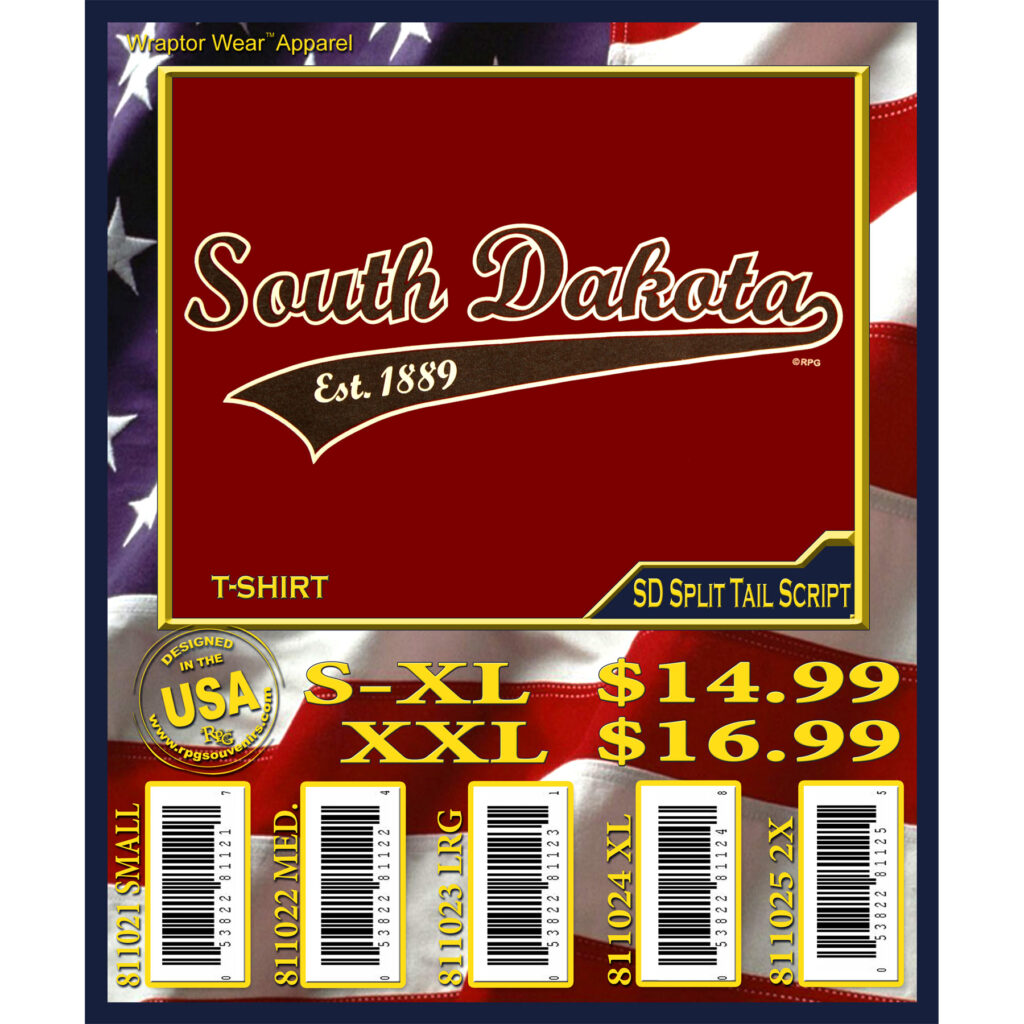 SOUTH DAKOTA SPLIT TAIL SCRIPT T-SHIRT
