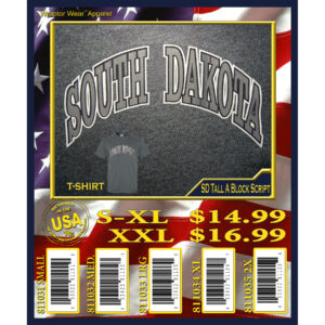 SOUTH DAKOTA TALL A BLOCK SCRIPT T-SHIRT