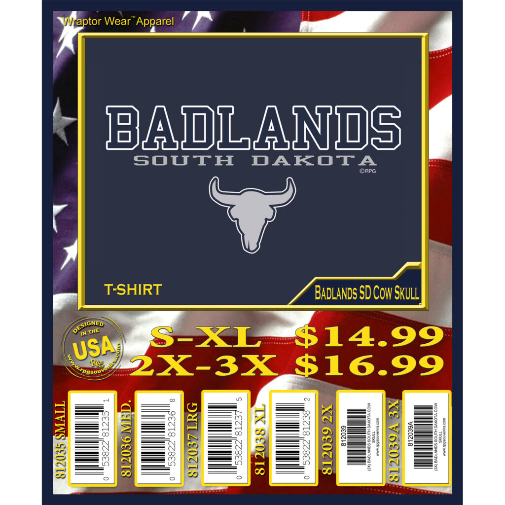 BADLANDS SOUTH DAKOTA COW SKULL T-SHIRT