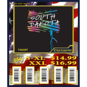 SOUTH DAKOTA NEON RAINBOW PRINT T-SHIRT
