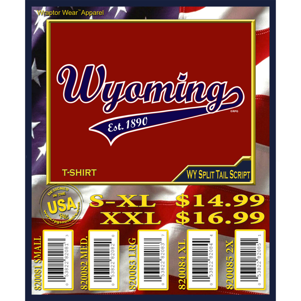 WYOMING SPLIT TAIL SCRIPT T-SHIRT
