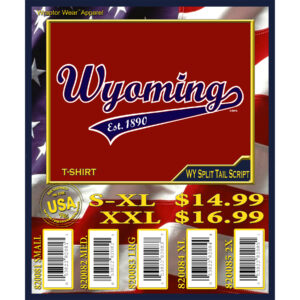 WYOMING SPLIT TAIL SCRIPT T-SHIRT