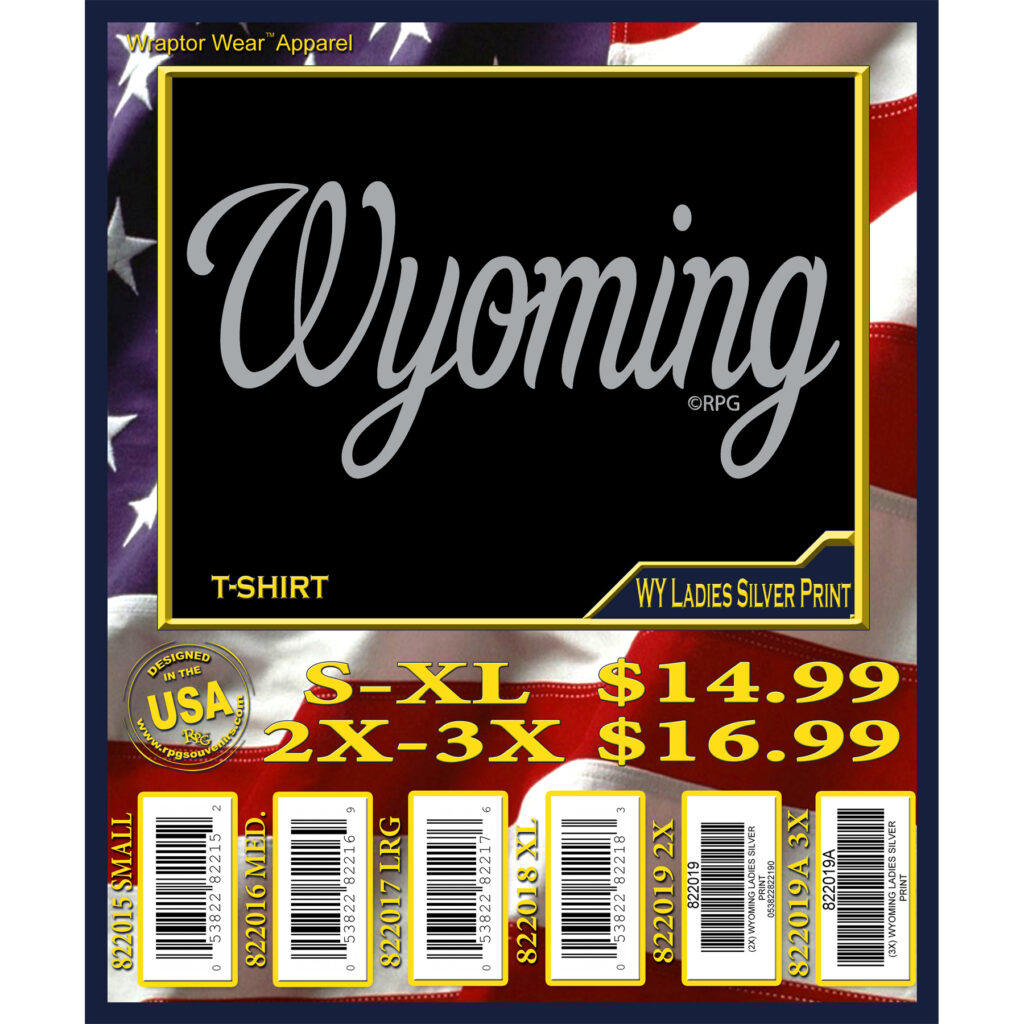 WYOMING LADIES SILVER PRINT T-SHIRT