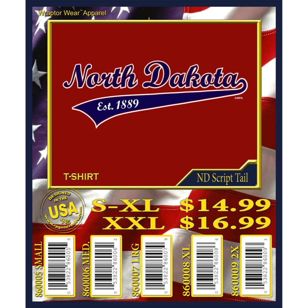 NORTH DAKOTA SCRIPT TAIL T-SHIRT