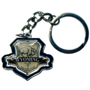 WYOMING SHIELD PHOTO SPINNER KEYCHAIN