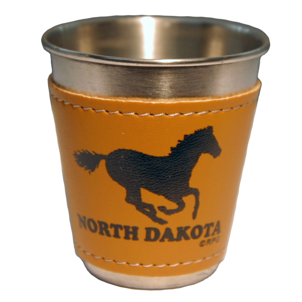 NORTH DAKOTA STAINLESS STEEL WITH LEATHER WRAP SHOT