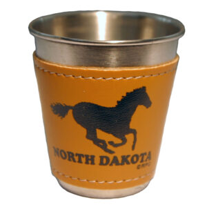 NORTH DAKOTA STAINLESS STEEL WITH LEATHER WRAP SHOT