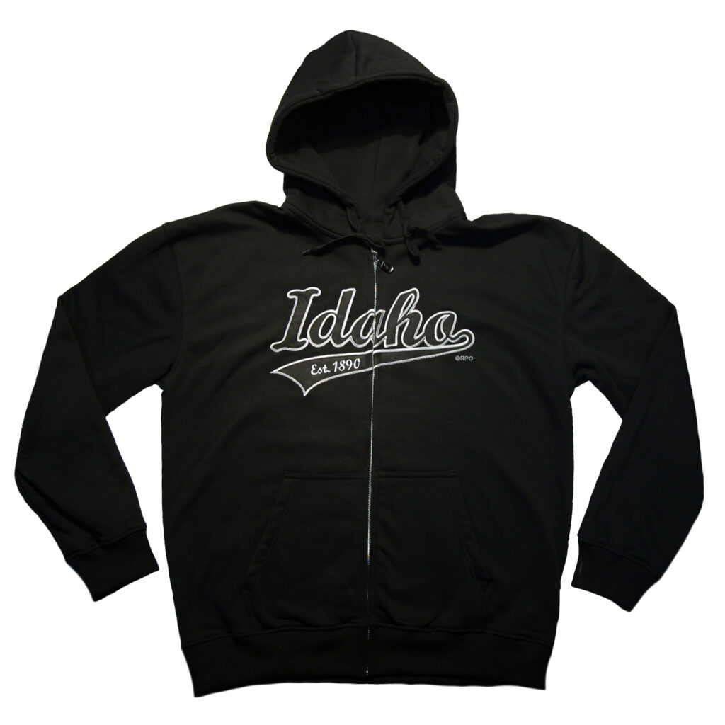 Idaho Black Applique Zip Hoody