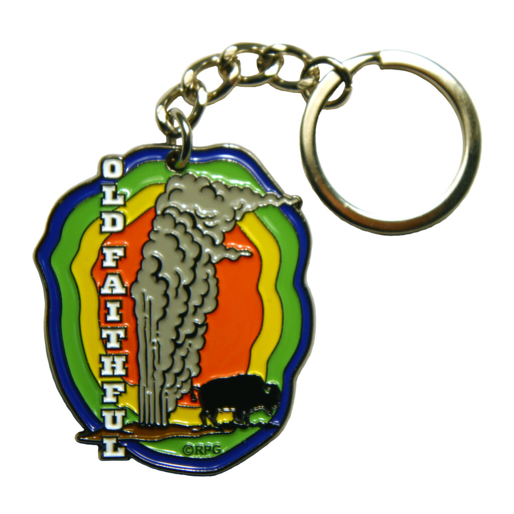Yellowstone Old Faithful Metal Keychain