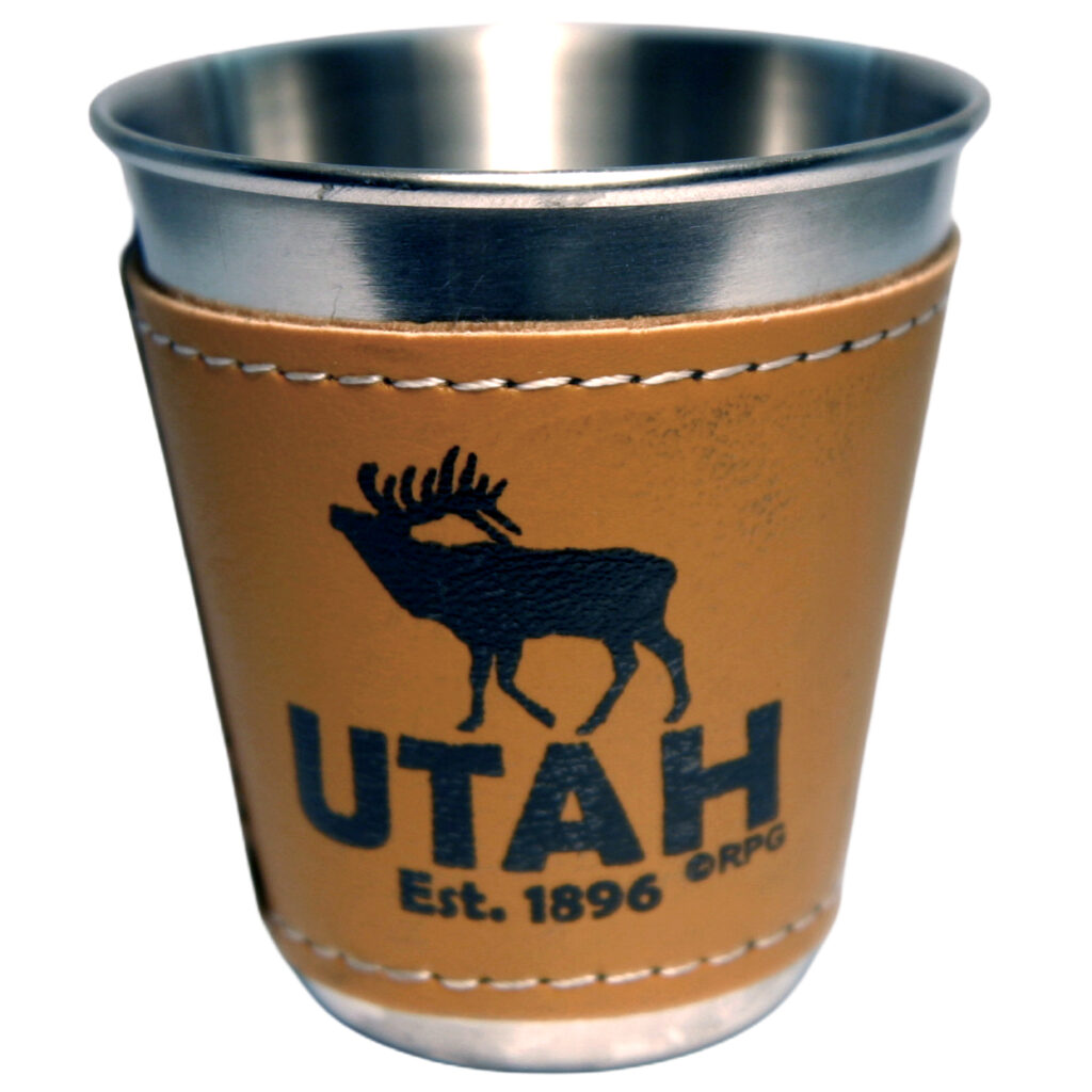 Utah Stainless Steel with Leather Wrap Shot