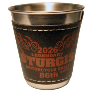 Sturgis, SD Dated Leather Wrap Stainless Shot