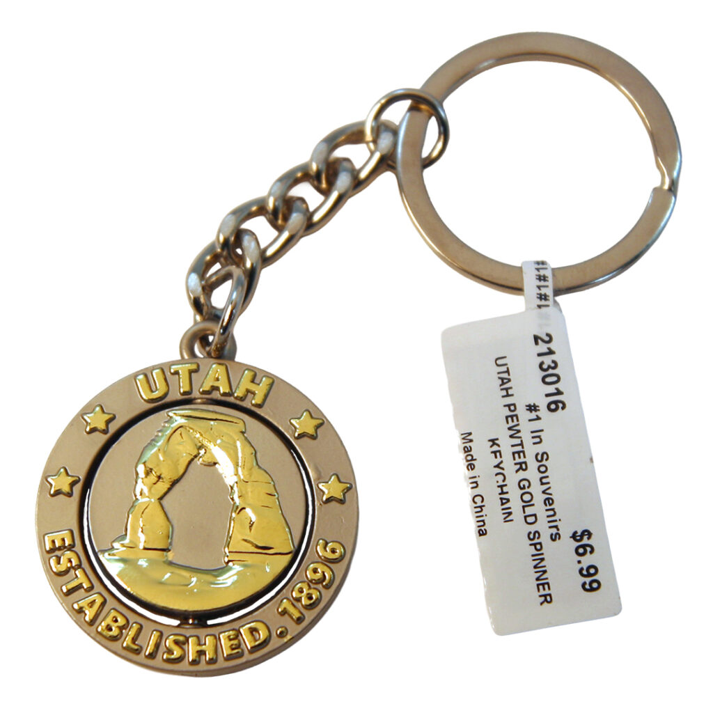 Utah Pewter Gold Spinner Keychain