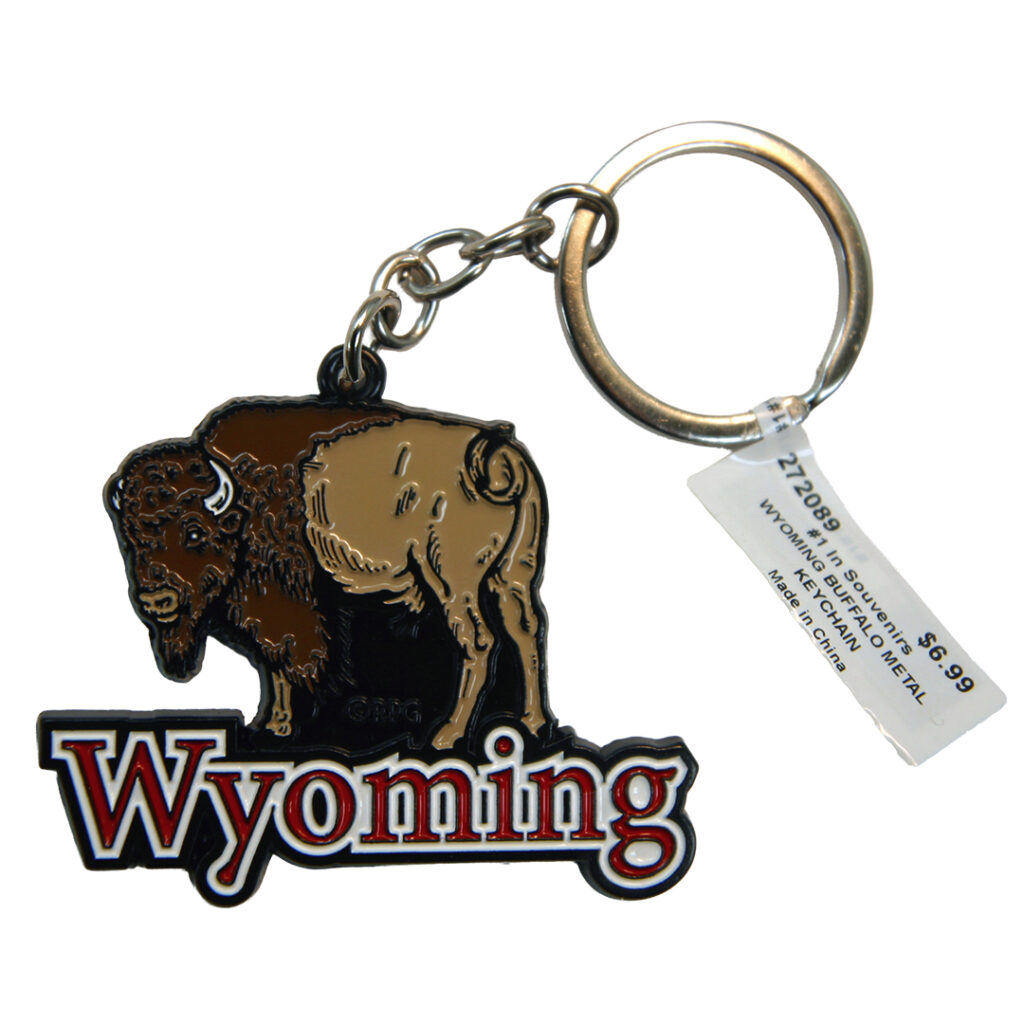 Wyoming Buffalo Metal Keychain