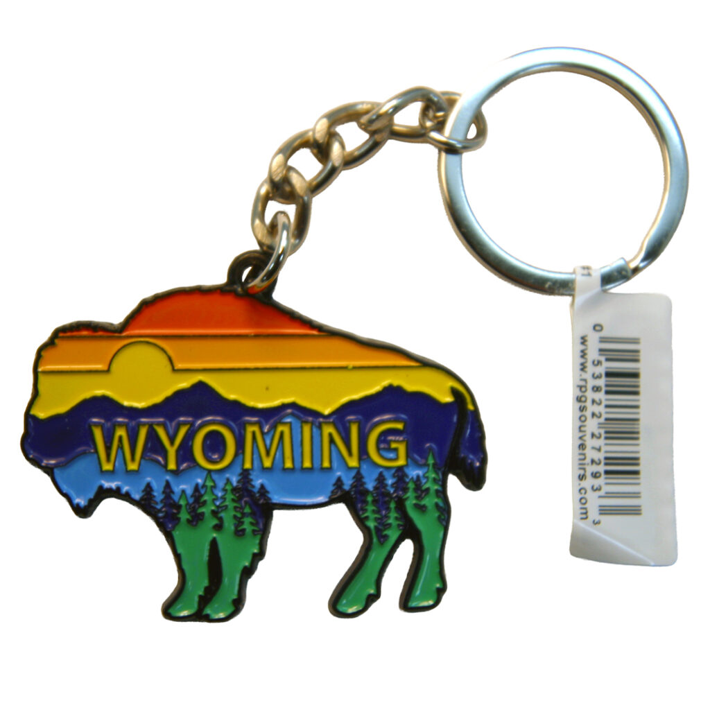 Wyoming Buffalo Scenic Keychain